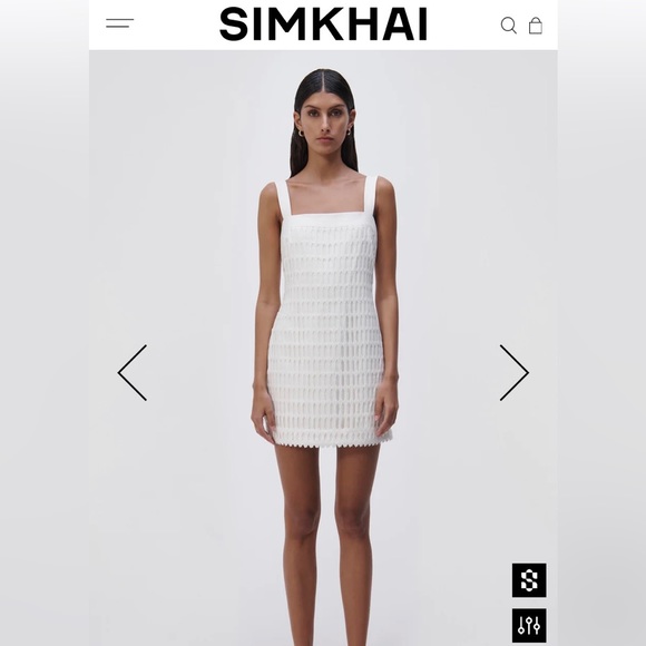 The Artemis Mini Shift Dress by SIMKHAI in the color Natural (off-white). - Picture 1 of 6